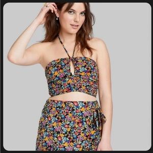 Women's Sleeveless Woven Cropped Top - Wild Fable - Floral Size Medium